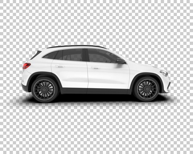 SUV ที่สมจริงสีขาวบนพื้นหลังโปร่งใส ภาพประกอบการเรนเดอร์ 3 มิติ