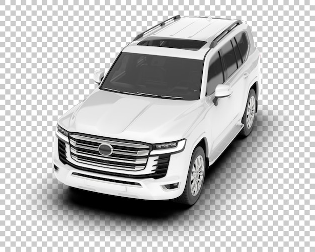 SUV ที่สมจริงสีขาวบนพื้นหลังโปร่งใส ภาพประกอบการเรนเดอร์ 3 มิติ
