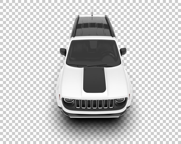 SUV ที่สมจริงสีขาวบนพื้นหลังโปร่งใส ภาพประกอบการเรนเดอร์ 3 มิติ