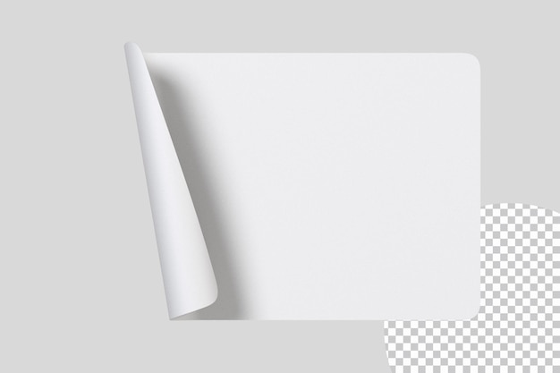 PSD white rectangle sticker badge with bend corner