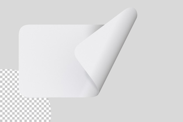 PSD white rectangle sticker badge with bend corner