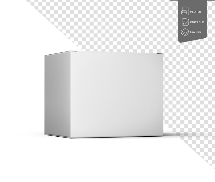 PSD 포장 브랜딩 및 제품 모형을 위한 색 직사각형 카드보드 상자 3d 일러스트레이션