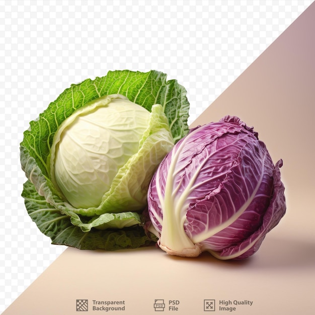 White and red cabbage against transparent background