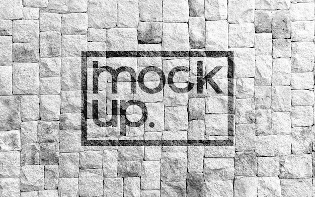 White rock brick wall logo mockup