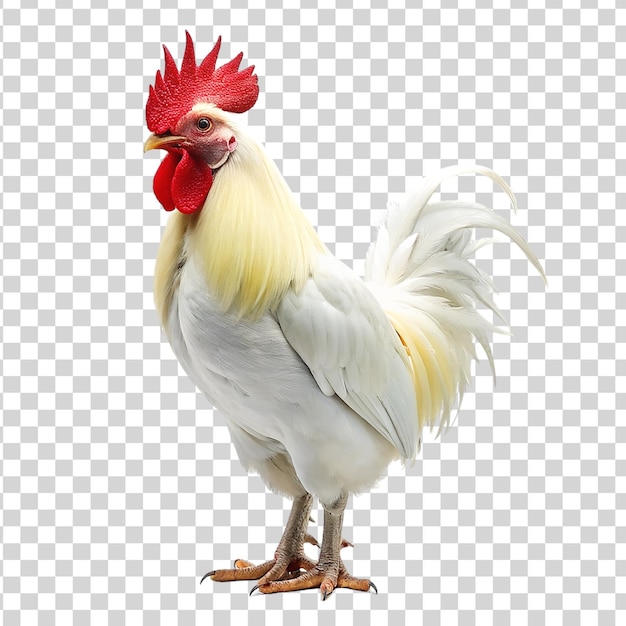 PSD white rooster isolated on a transparent background