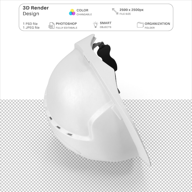 Casco di sicurezza bianco psd di modellazione 3d