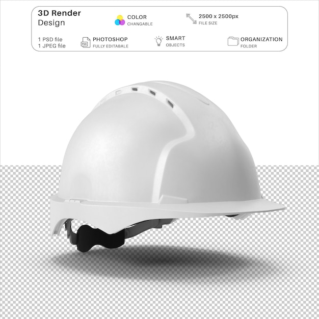 Casco di sicurezza bianco psd di modellazione 3d