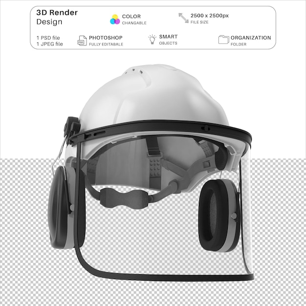 PSD white safety helmet 3d modeling psd