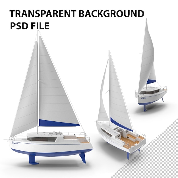 White Sailing Yacht PNG