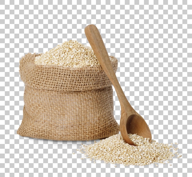 PSD white seeds of quinoa seed on desk healthy food habits and concept of balanced diet png transparency with shadow