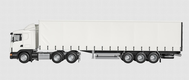 PSD white semi truck isolated on white background