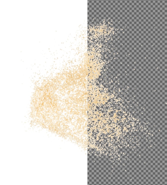 White Sesame seeds flying explosion White grain wave floating Abstract cloud fly splash in air Sesame seed is material food White background Isolated high speed shutter freeze stop motion