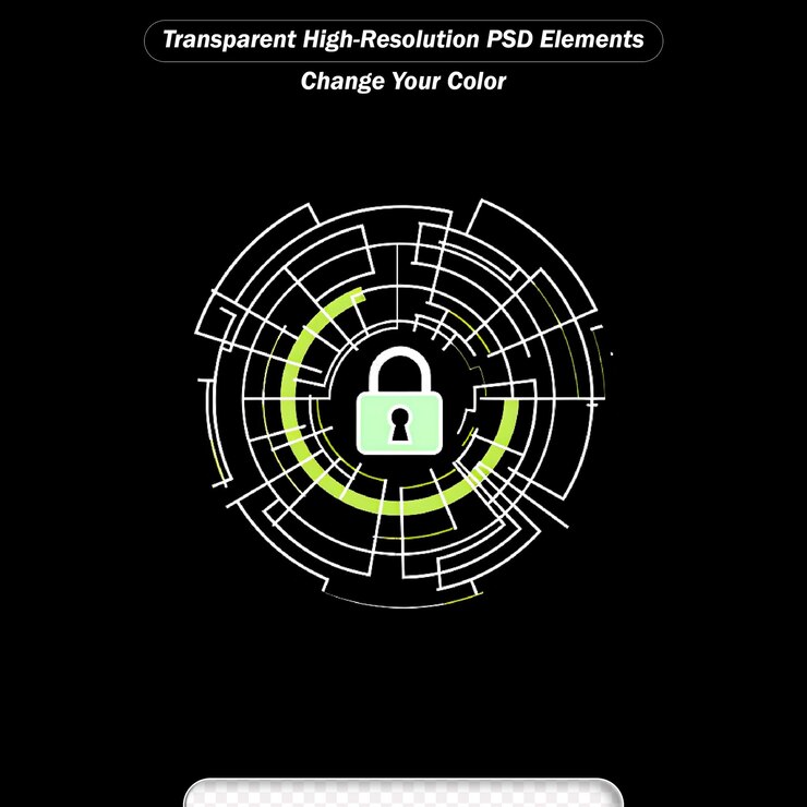 PSD white shield security with lock icon isolated on grey background