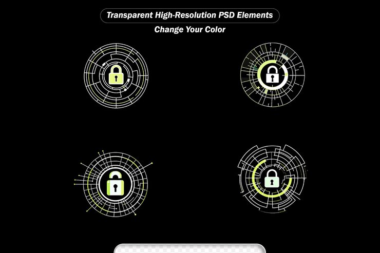 PSD white shield security with lock icon isolated on grey background