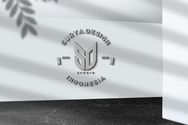 PSD Белая вывеска для студии с логотипом suas design.