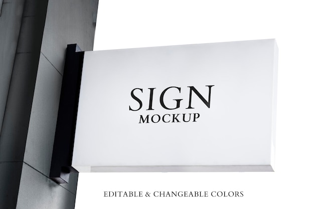 Segno bianco mockup psd in stile vintage contro il cielo