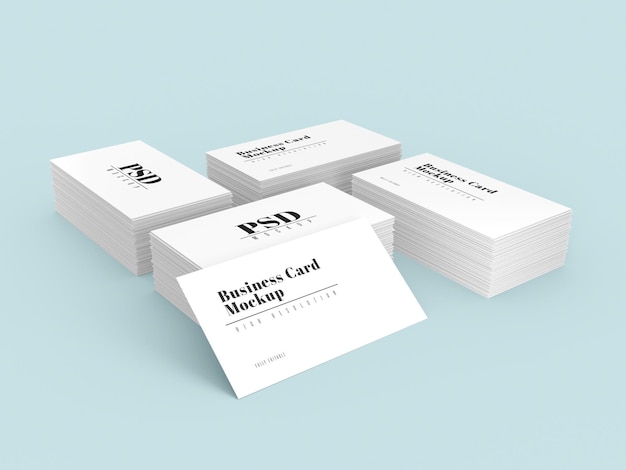 PSD white simple 3d business card mockup