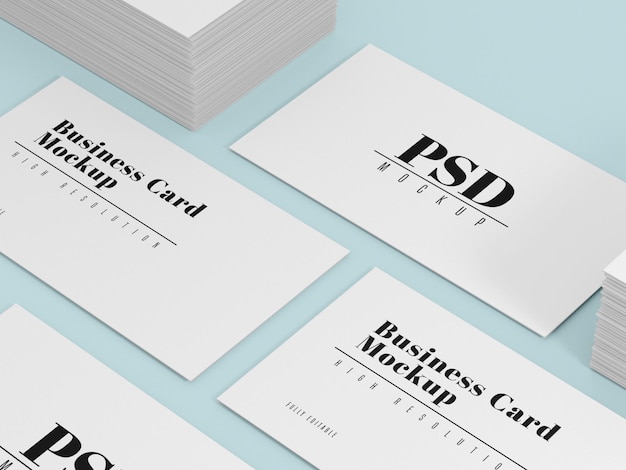 PSD white simple 3d business card mockup