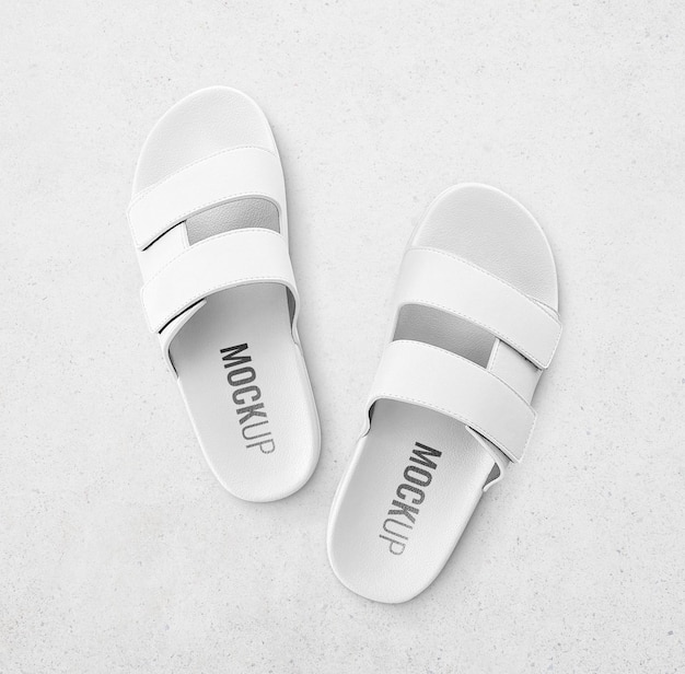 PSD white slippers mockup realistic