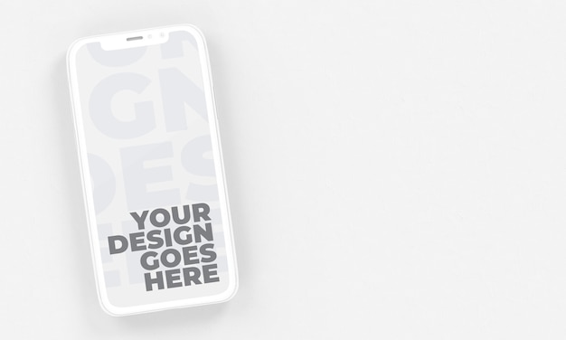 PSD smartphone bianco con ombre realistiche sulla parete in gesso