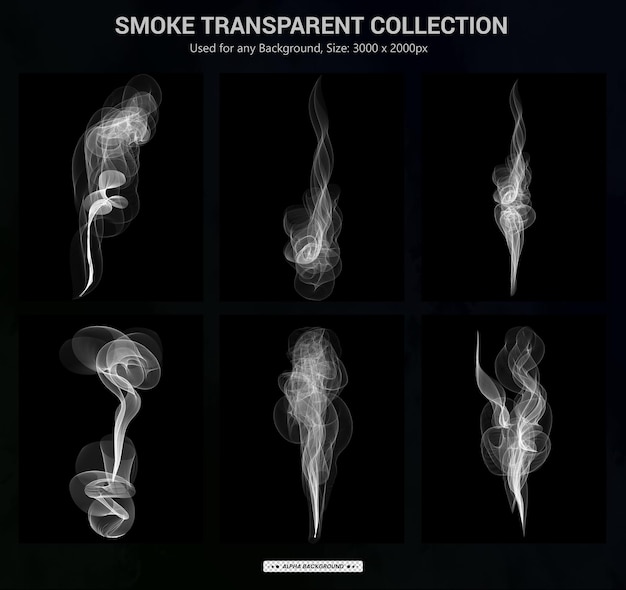 PSD white smoke isolated on black background