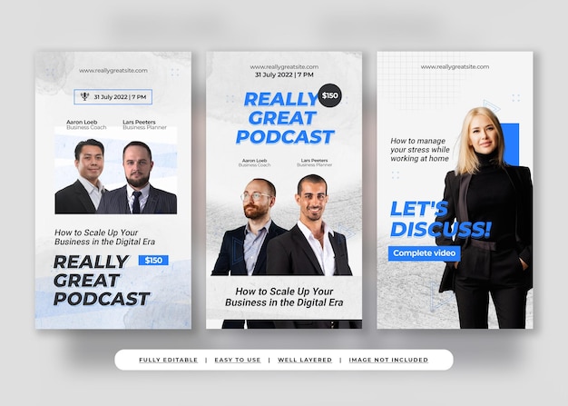 PSD white smoke modern business podcast instagram story template