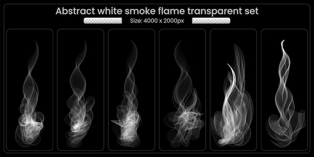 PSD Белый дым прозрачный набор на черном фоне