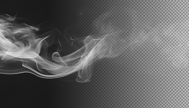 White smoke vapor swirls and shapes transparent background