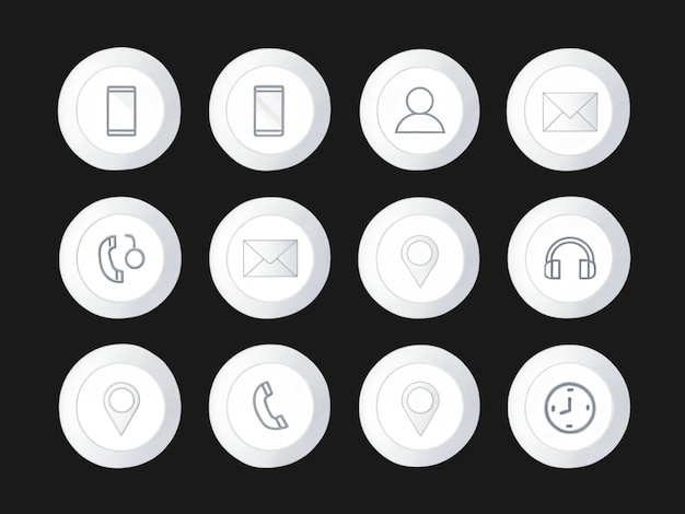 White social media icon set png and psd files