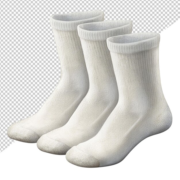 PSD white socks set on transparent background