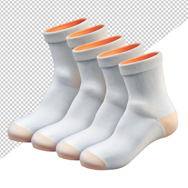PSD white socks set on transparent background