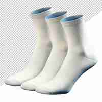 PSD white socks set on transparent background