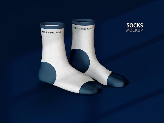 White socks with blue color design mockup