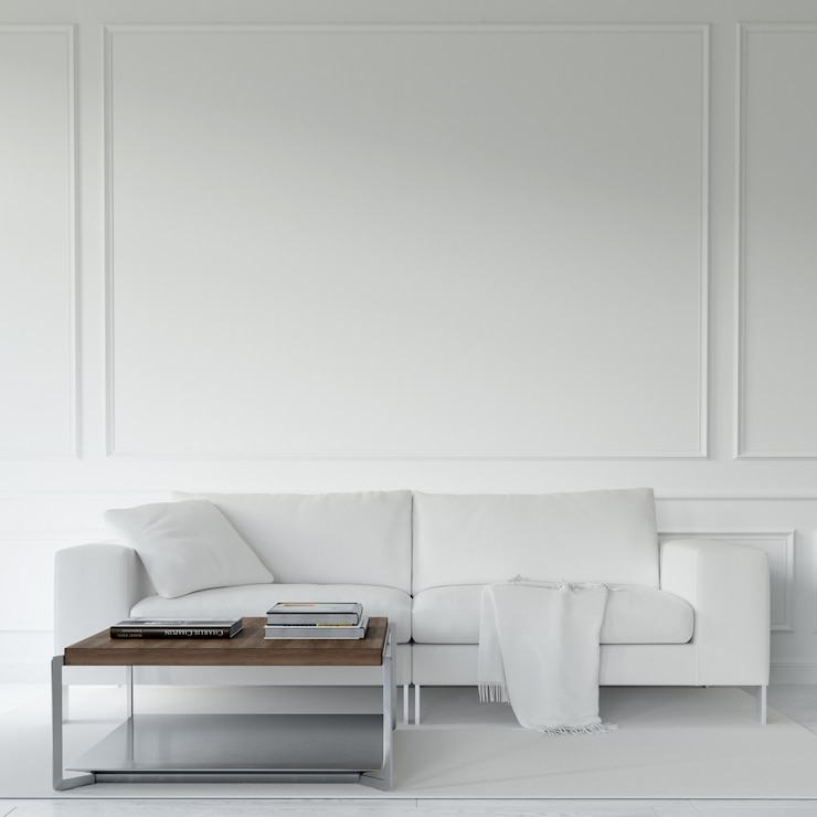 PSD white sofa and table