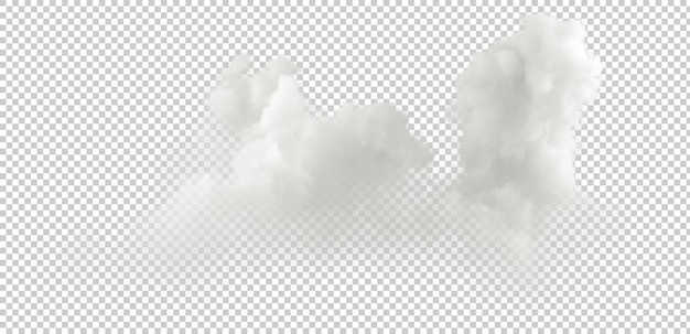 White soft clouds freedom shapes isolated 3d rendering