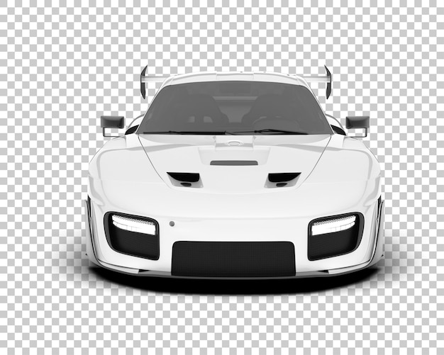 White sport car on transparent background 3d rendering illustration