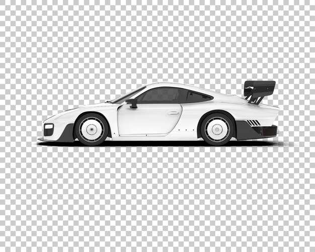 PSD white sport car on transparent background 3d rendering illustration