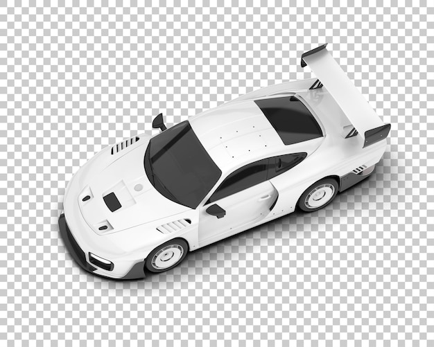 White sport car on transparent background 3d rendering illustration