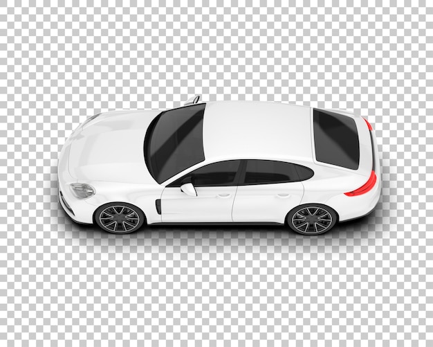 White sport car on transparent background 3d rendering illustration