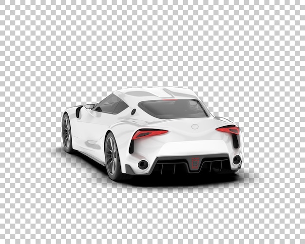 White sport car on transparent background 3d rendering illustration