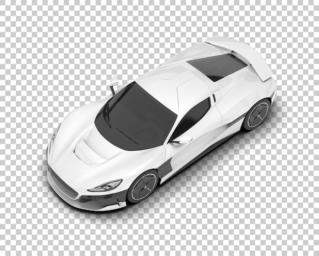 White sport car on transparent background 3d rendering illustration