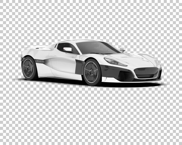 White sport car on transparent background 3d rendering illustration