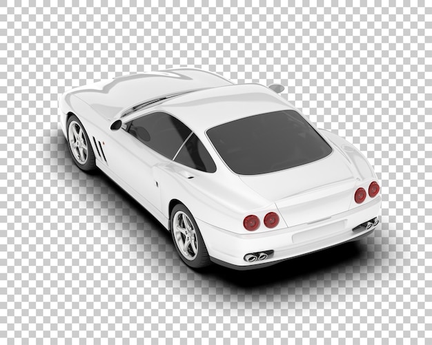 White sport car on transparent background 3d rendering illustration