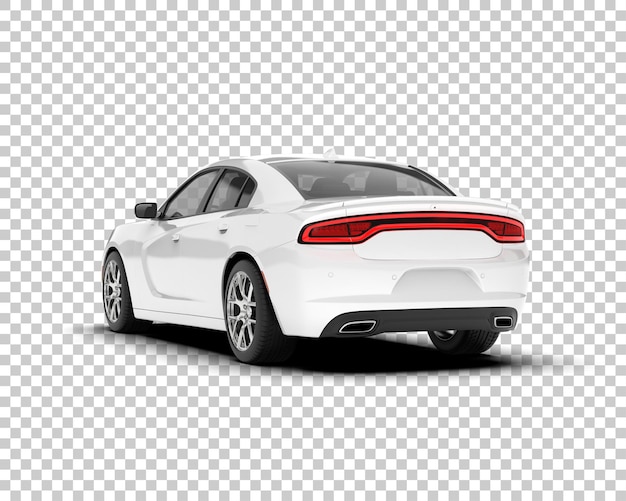 White sport car on transparent background 3d rendering illustration