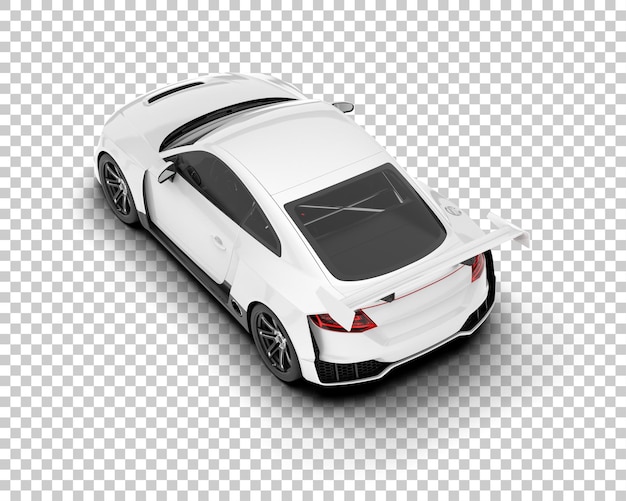 White sport car on transparent background 3d rendering illustration