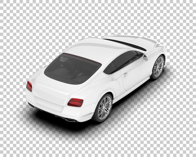 White sport car on transparent background 3d rendering illustration