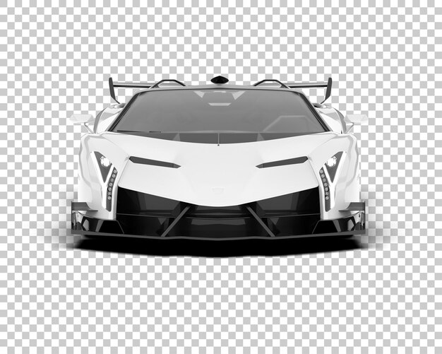 PSD white sport car on transparent background 3d rendering illustration