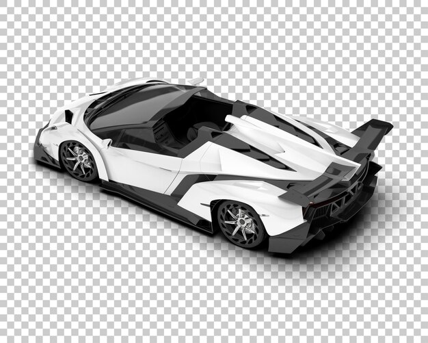 White sport car on transparent background 3d rendering illustration