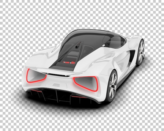 White sport car on transparent background 3d rendering illustration