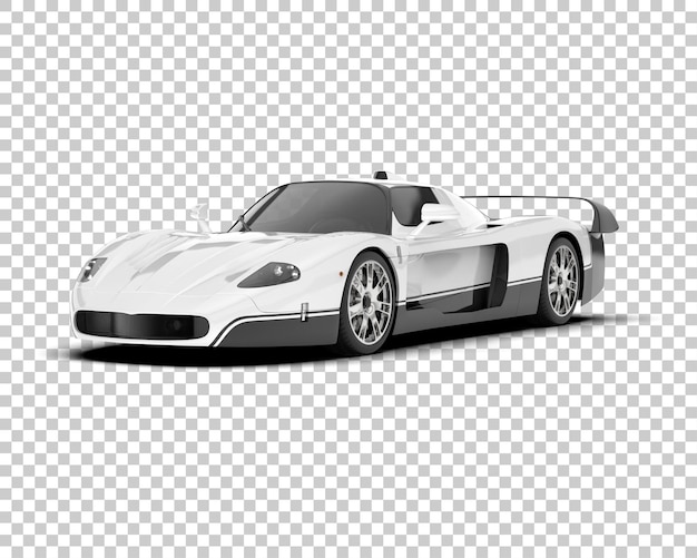 White sport car on transparent background 3d rendering illustration